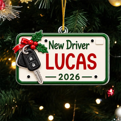 Personalized New Driver Acrylic Ornament – personalization preview