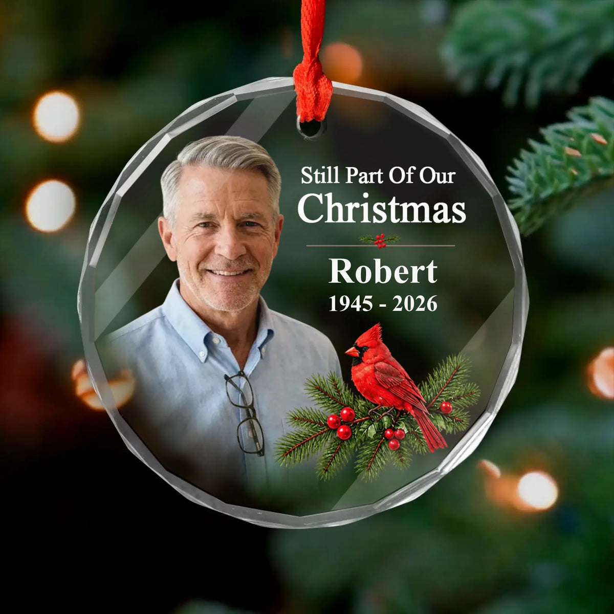Personalized glass ornament custom photo – personalization preview