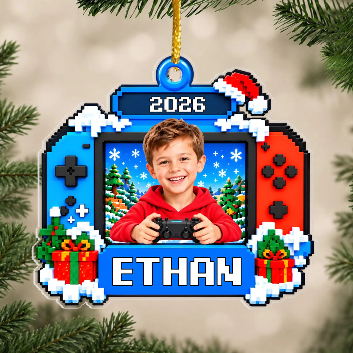 Personalized Pixel Game Console Acrylic Ornament – personalization preview