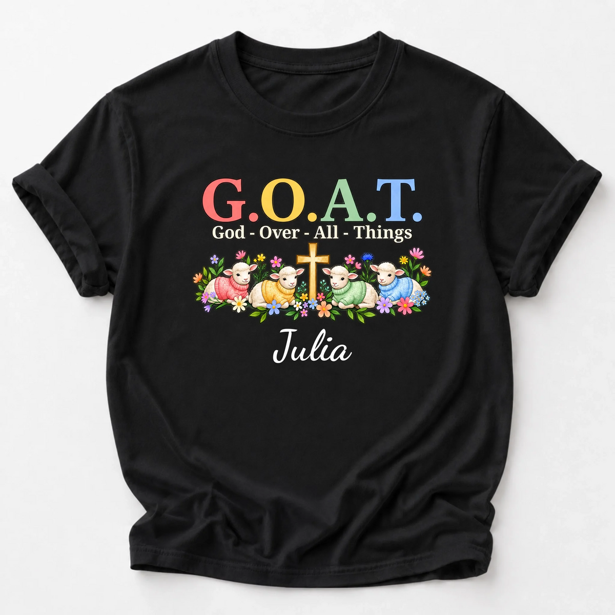Personalized G.O.A.T. God Over All Things Shirt – personalization preview
