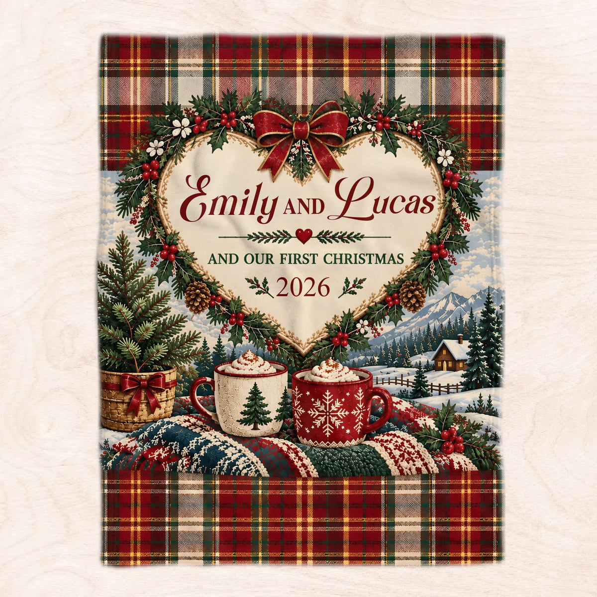 Our First Christmas Personalized Blanket – personalization preview