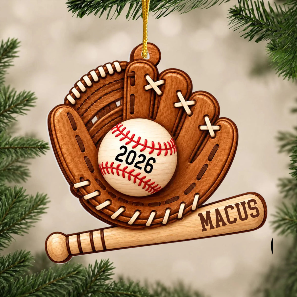 Personalized baseball acrylic ornament – personalization preview