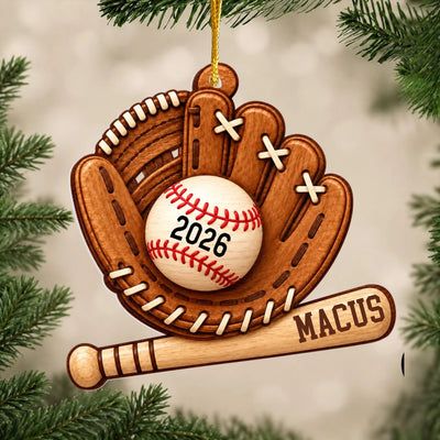 Personalized baseball acrylic ornament – personalization preview
