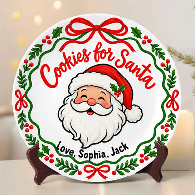 Personalized Cookies For Santa Ceramic Round Plate – personalization preview