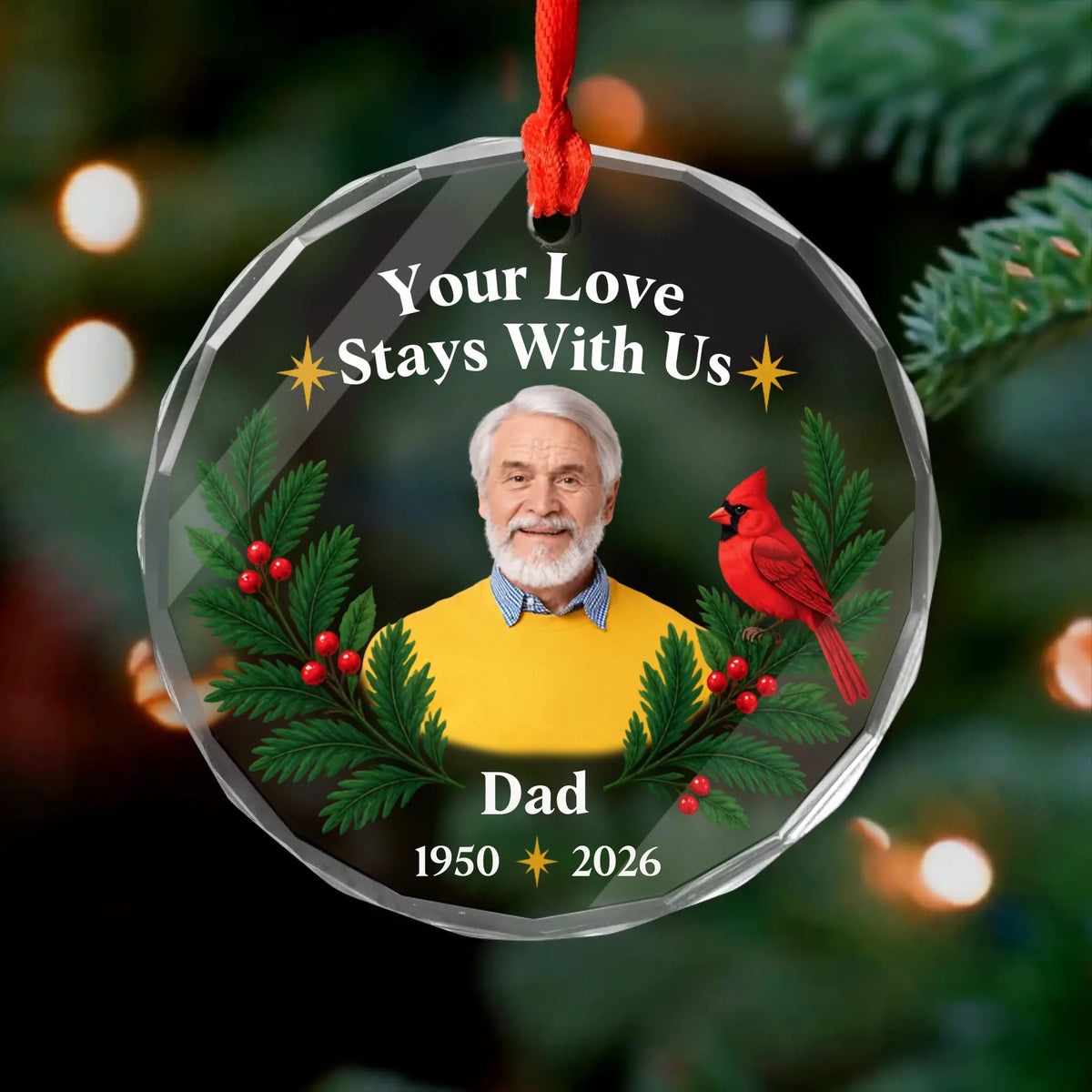 Personalized glass ornament custom photo – personalization preview