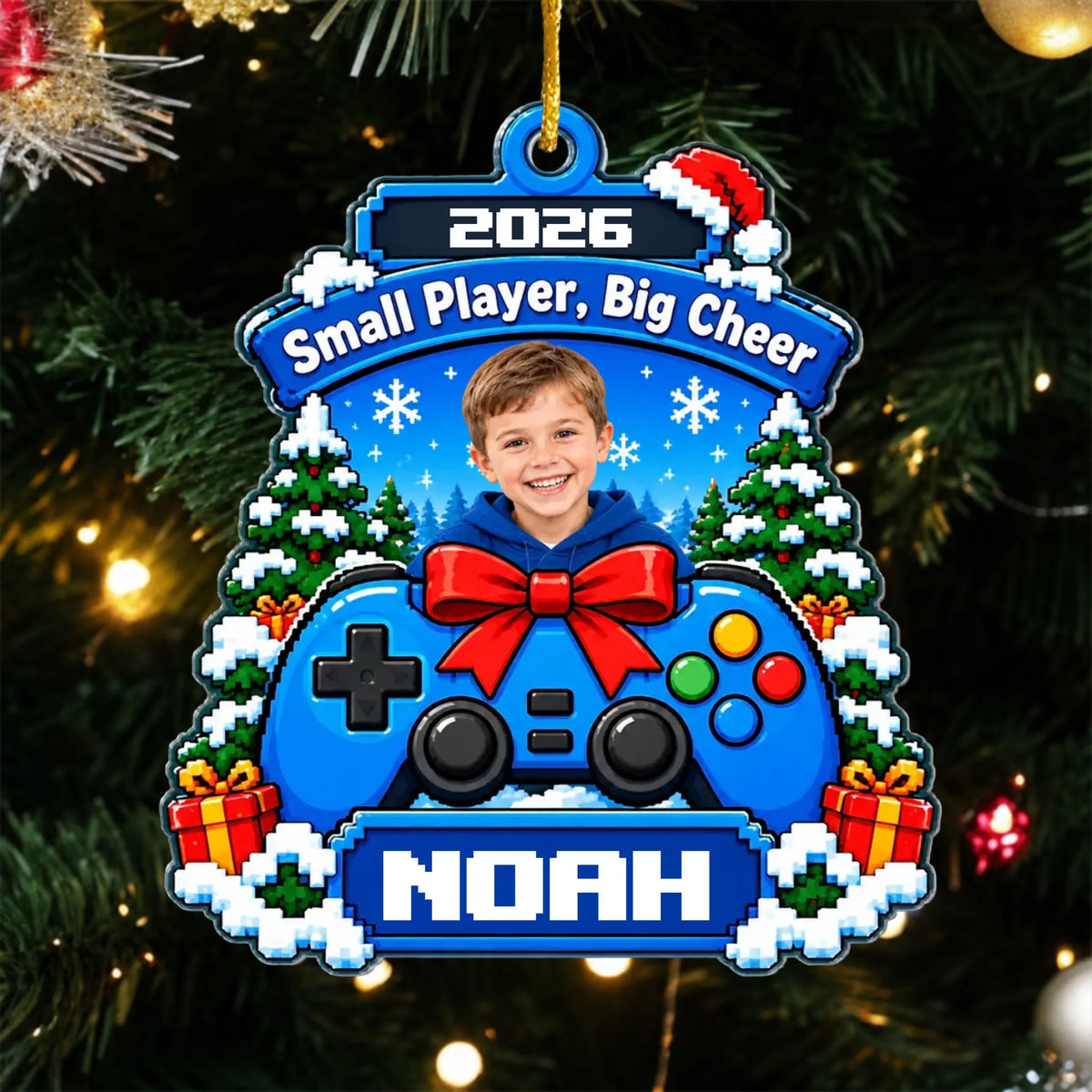 Personalized acrylic gamer ornament – personalization preview