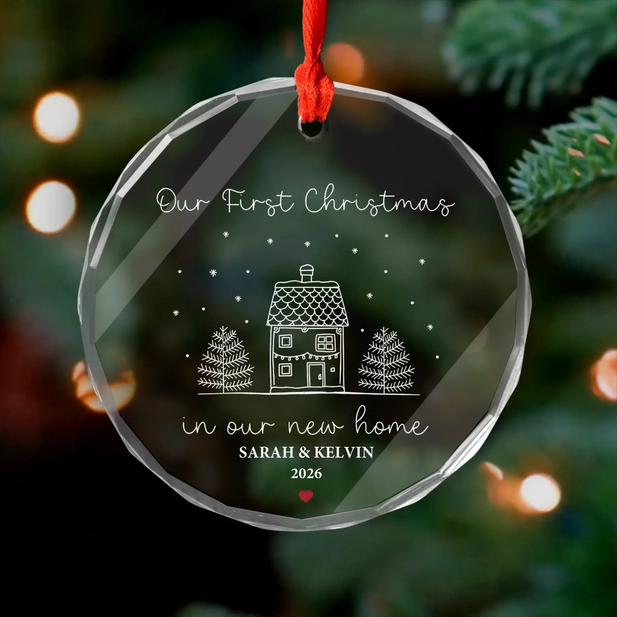 Personalized glass ornament new home – personalization preview