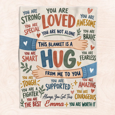Personalized healing hug fleece blanket – personalization preview