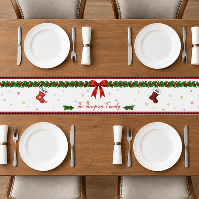 Personalized Christmas table runner – personalization preview