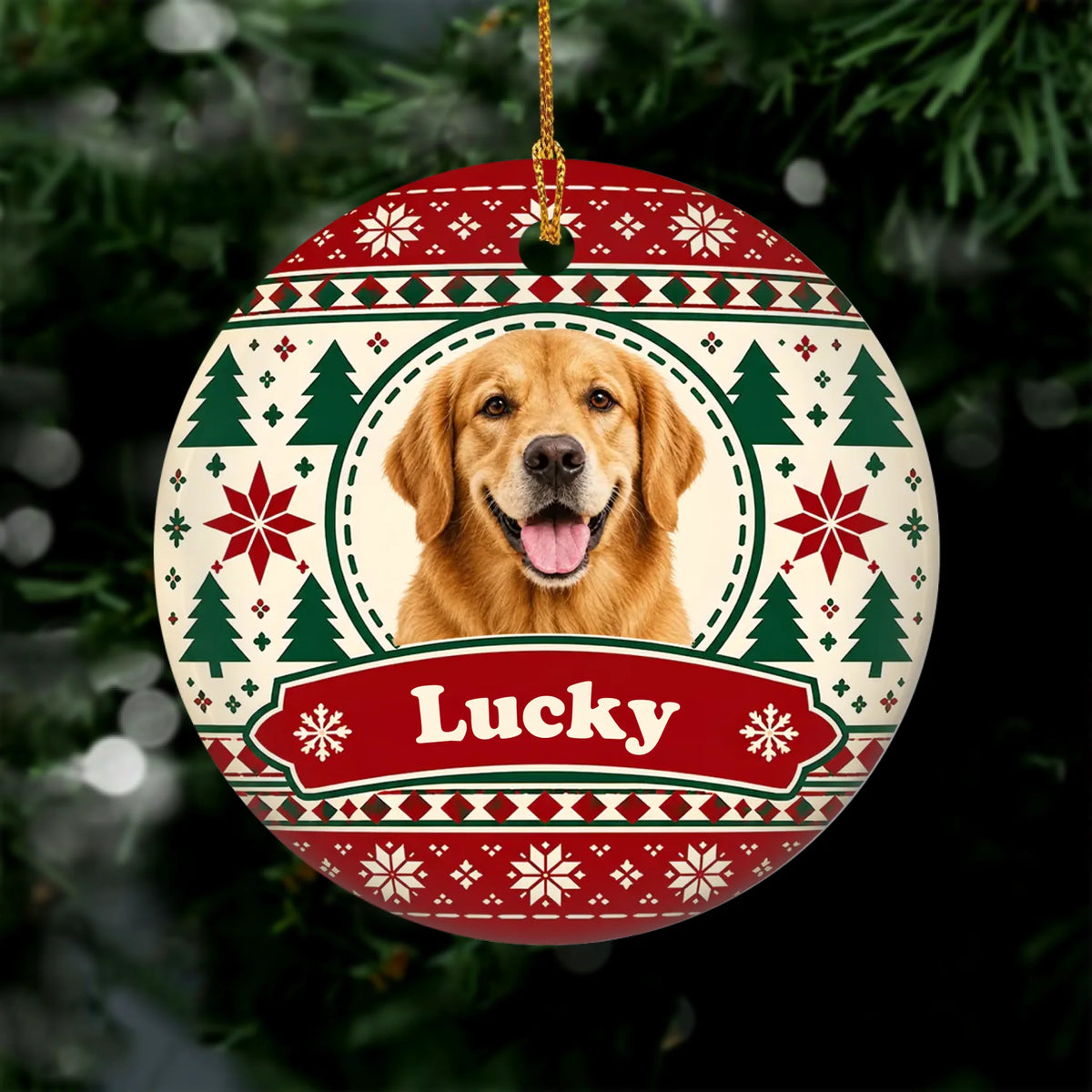 Personalized ceramic ornament custom photo name – personalization preview