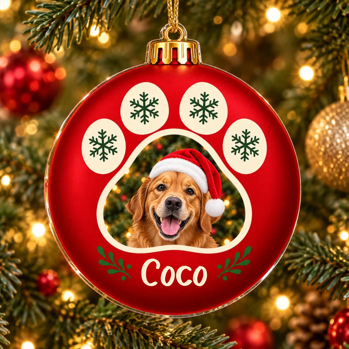 Personalized Acrylic Ornament Paw Print Frame – personalization preview