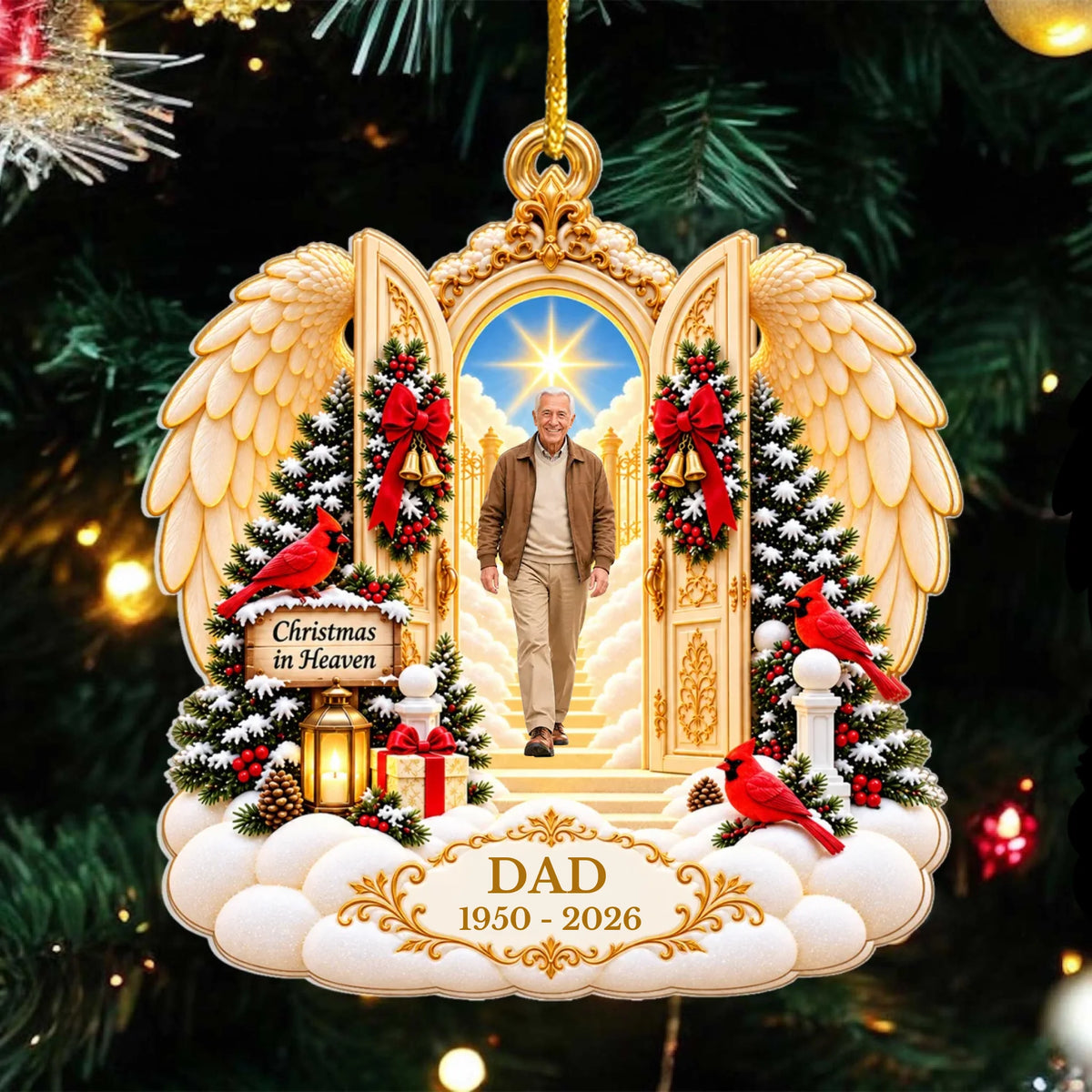 Christmas In Heaven Personalized Acrylic Ornament – personalization preview