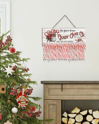 Candy Canes Until Christmas - Personalized Wood Sign, Christmas Countd