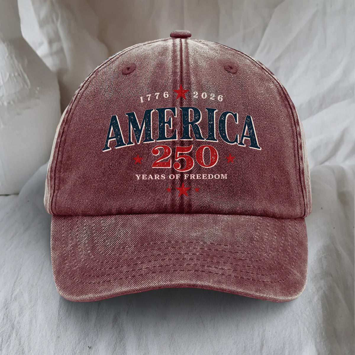 250 Years of Freedom Wash Denim Cap, Retro American Cap, 4th of July Proud Patriotic American Gift
