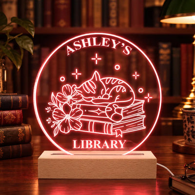 Just A Girl Who Loves Books- Personalized Acrylic Night Light, Custom Book Decor, Bookish Bookshelf Sign, Book Lover Gift