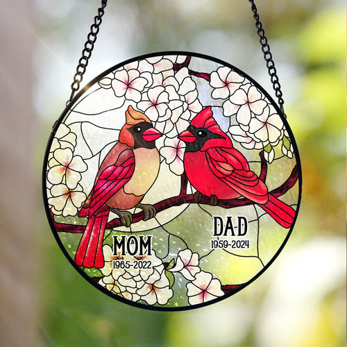 Cardinals Appear When Angels Are Near - Personalized Window Stained Glass - WSG81TL