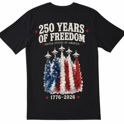 250 Years of Freedom T-Shirt, America 250 Shirt, Patriotic Fighter Jet Tee, 4th of July Gift