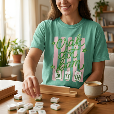Eat Sleep Mahjong Repeat - Personalized Comfort Colors Shirt, Retro Mahjong Tile Shirt, Mah Jongg Club Tee, Game Night Gift, Gift for Mahjong Lovers