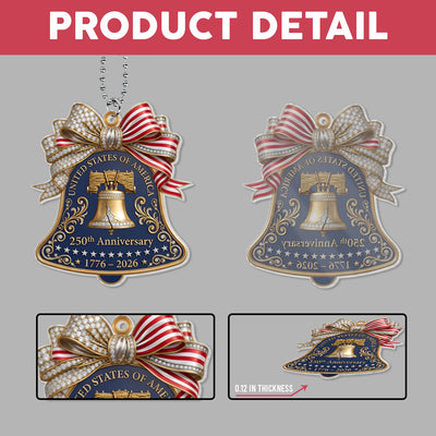 America 250 Years Jewelry Style Acrylic Car Hanger, 4th Of July Gift, 50th Anniversary Gift