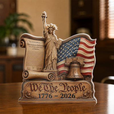 We The People 250th Anniversary Patriotic Acrylic Plaque, 1776–2026 USA Flag Shelf Decor