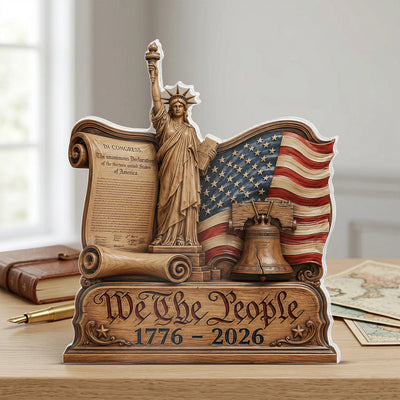 We The People 250th Anniversary Patriotic Acrylic Plaque, 1776–2026 USA Flag Shelf Decor