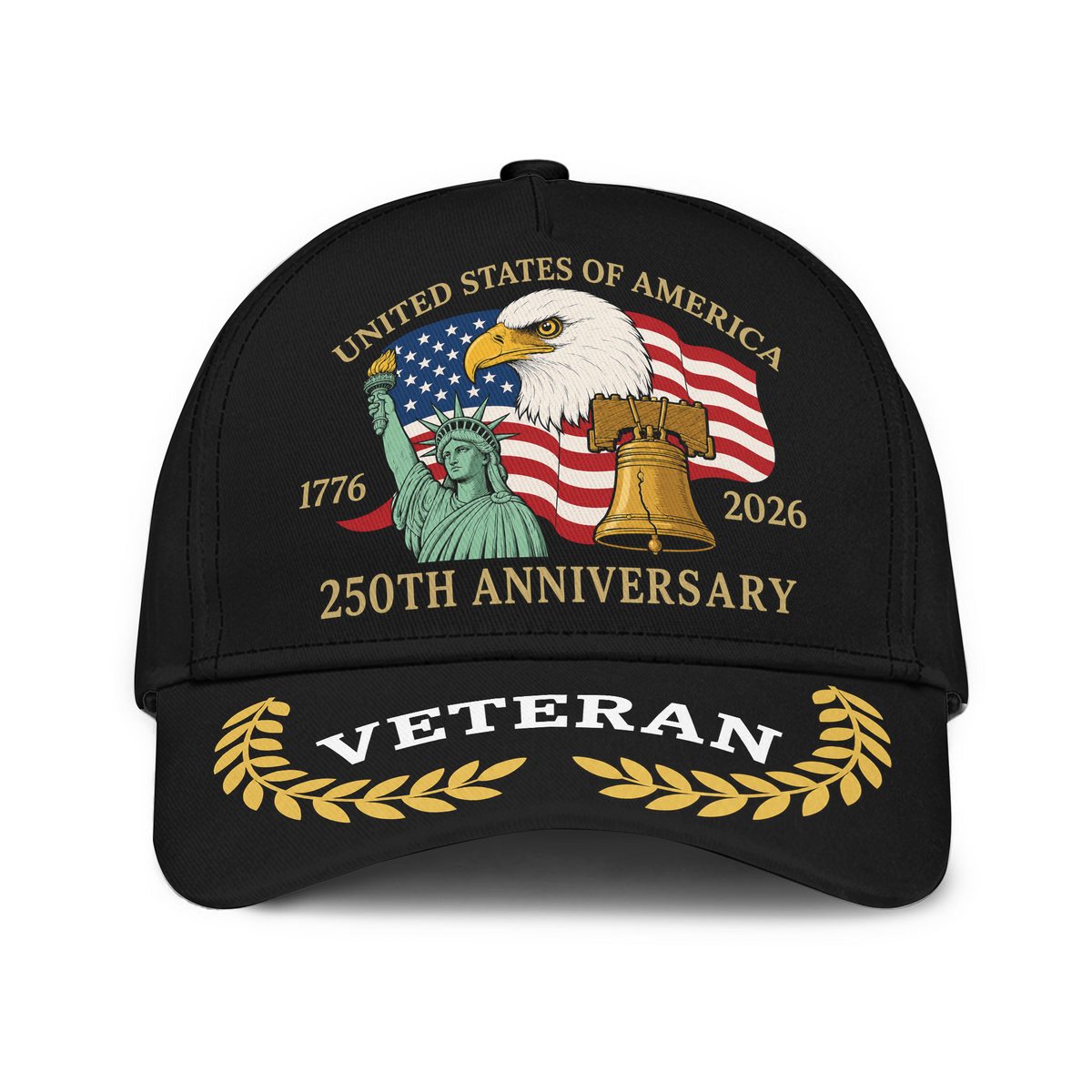 Patriotic Veteran Classic Cap, 250th Anniversary USA Cap 1776–2026, Bald Eagle Military Veteran Gift, American Pride Cap for Men