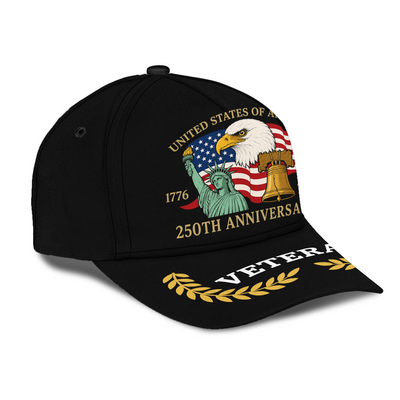 Patriotic Veteran Classic Cap, 250th Anniversary USA Cap 1776–2026, Bald Eagle Military Veteran Gift, American Pride Cap for Men