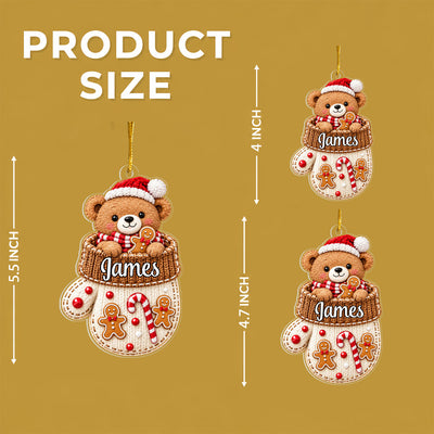 Cute Animal Christmas - Personalized  Acrylic Ornament, Custom Name Mitten Ornament, Cute Animal Christmas Tree Decor, Kids Holiday Keepsake Gift Christmas