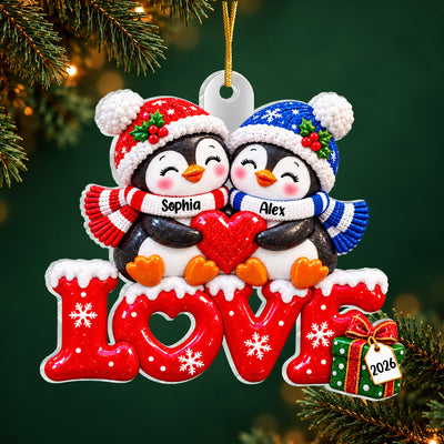 Penguin Couple - Personalized Acrylic Ornament, Custom Name Christmas Gift for Couple, Couples First Christmas Gift, Cute Love Keepsake 2025