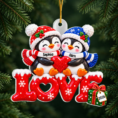 Penguin Couple - Personalized Acrylic Ornament, Custom Name Christmas Gift for Couple, Couples First Christmas Gift, Cute Love Keepsake 2025