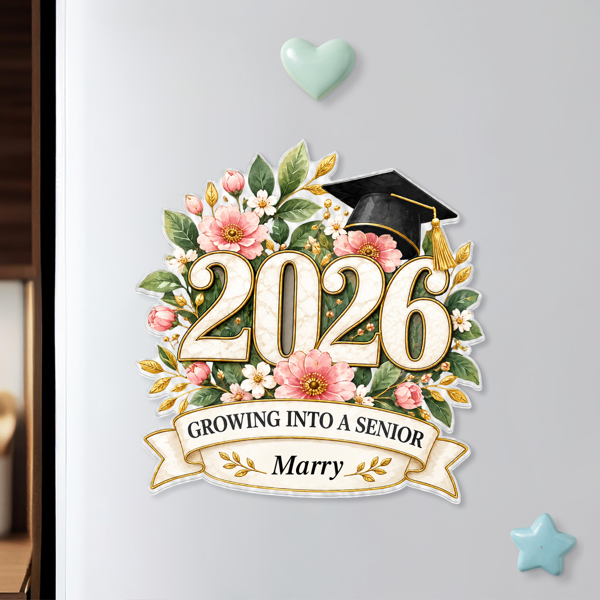 Floral Botanical Senior Custom Milestone Acrylic Fridge Magnet