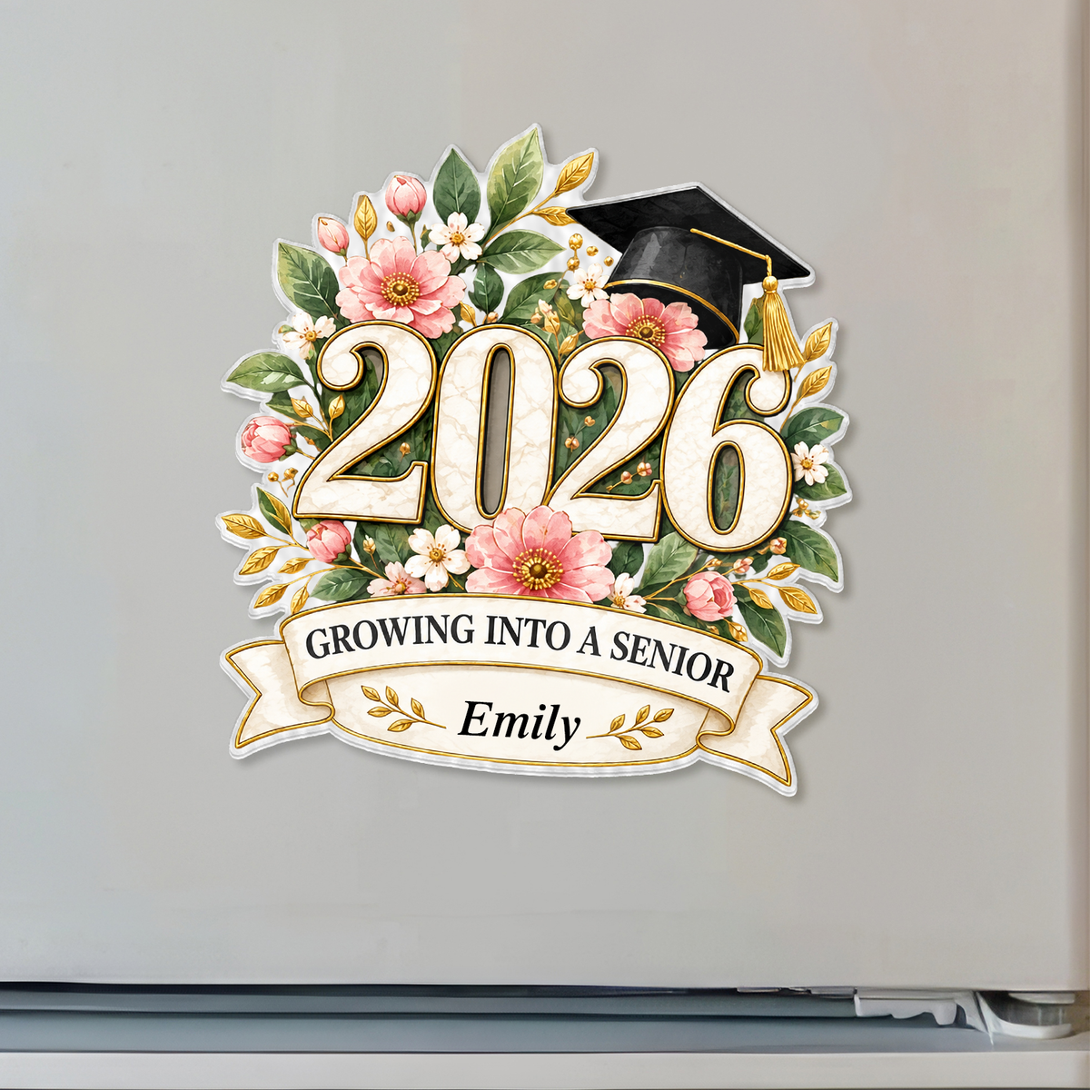 Floral Botanical Senior Custom Milestone Acrylic Fridge Magnet