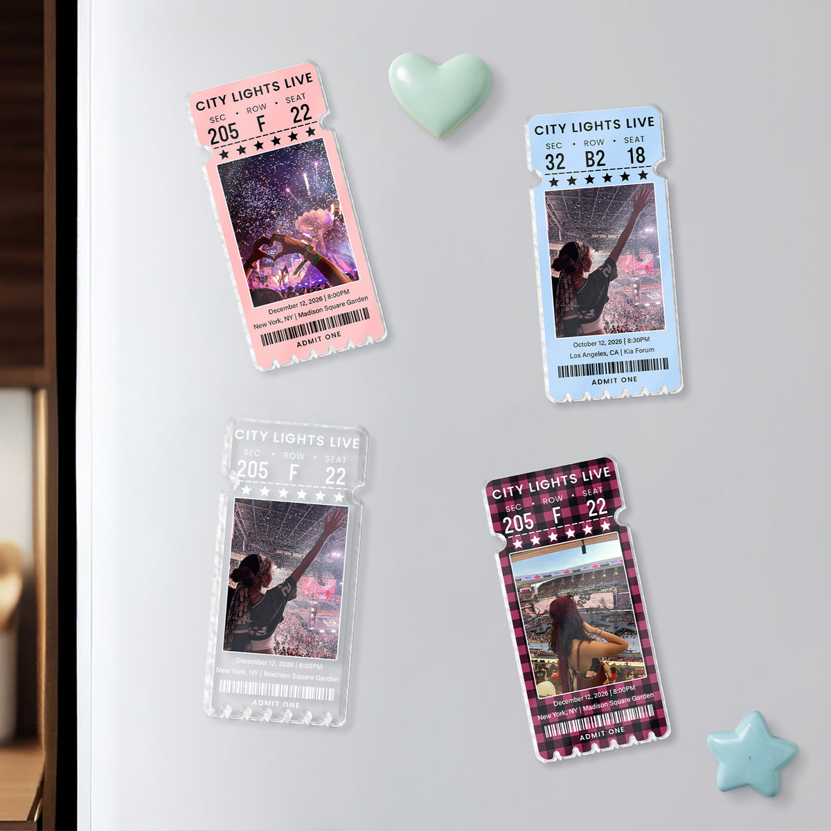 Concert Ticket With Photo Music Event-  Personalized Acrylic Fridge Magnet, Ticket Custom For Fans, Music Lovers Gift