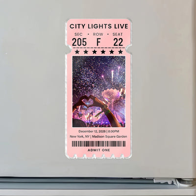 Concert Ticket With Photo Music Event-  Personalized Acrylic Fridge Magnet, Ticket Custom For Fans, Music Lovers Gift