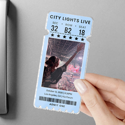 Concert Ticket With Photo Music Event-  Personalized Acrylic Fridge Magnet, Ticket Custom For Fans, Music Lovers Gift