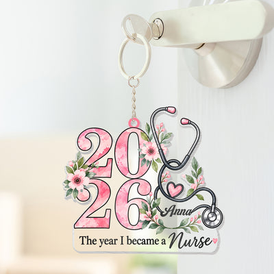 Elegant Floral Nurse Milestone Custom Acrylic Keychain