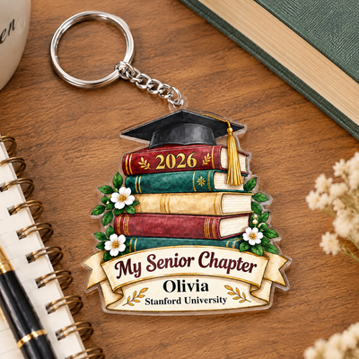 Stack of Books Senior Journey Keychain