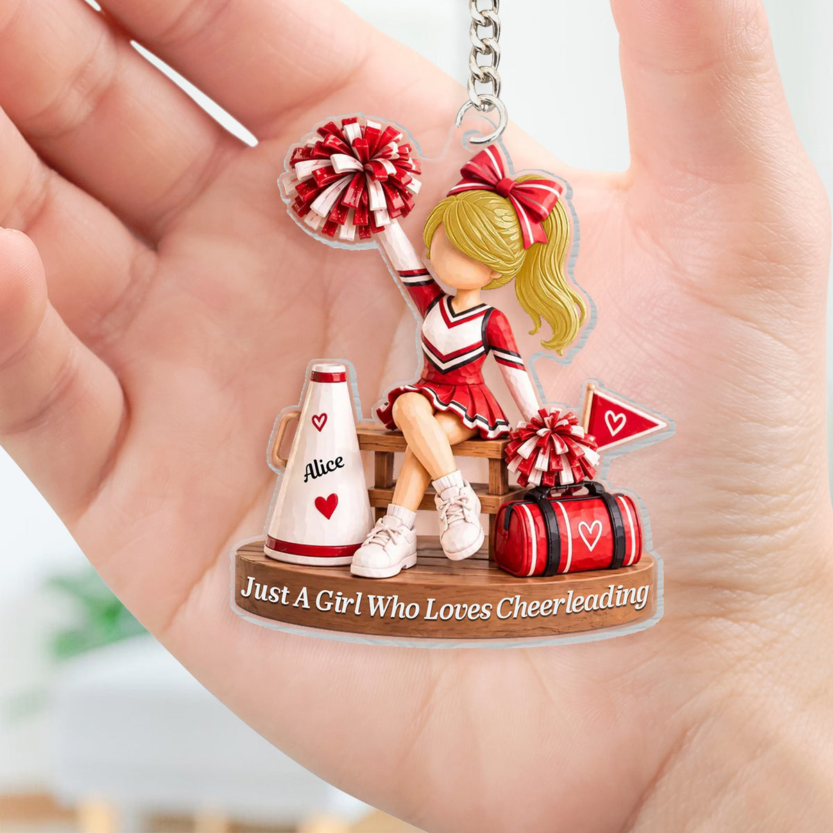 Just A Girl Who Loves Cheerleading - Personalized Acrylic Keychain, Gift For Girl, Cheerleading Ornament