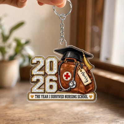 Medical Bag and Graduation Cap - The Year I Survived Nursing School - Custom Acrylic Keychain