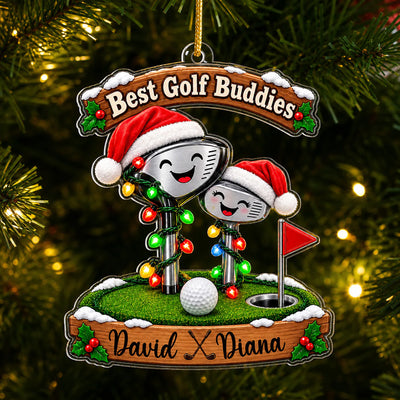 Best Golf Buddies Santa Hats - Personalized Acrylic Ornament, Gift for Golf Lovers