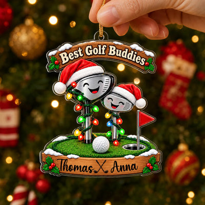 Best Golf Buddies Santa Hats - Personalized Acrylic Ornament, Gift for Golf Lovers