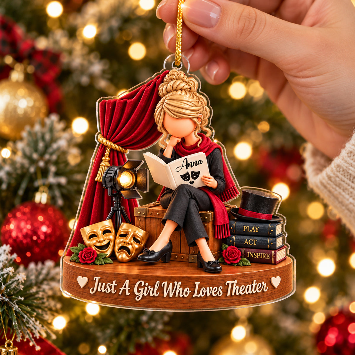 Just A Girl Who Loves Theater- Personalized Acrylic Ornament, Gift For Theater Lovers