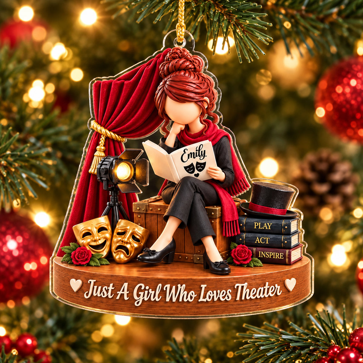 Just A Girl Who Loves Theater- Personalized Acrylic Ornament, Gift For Theater Lovers