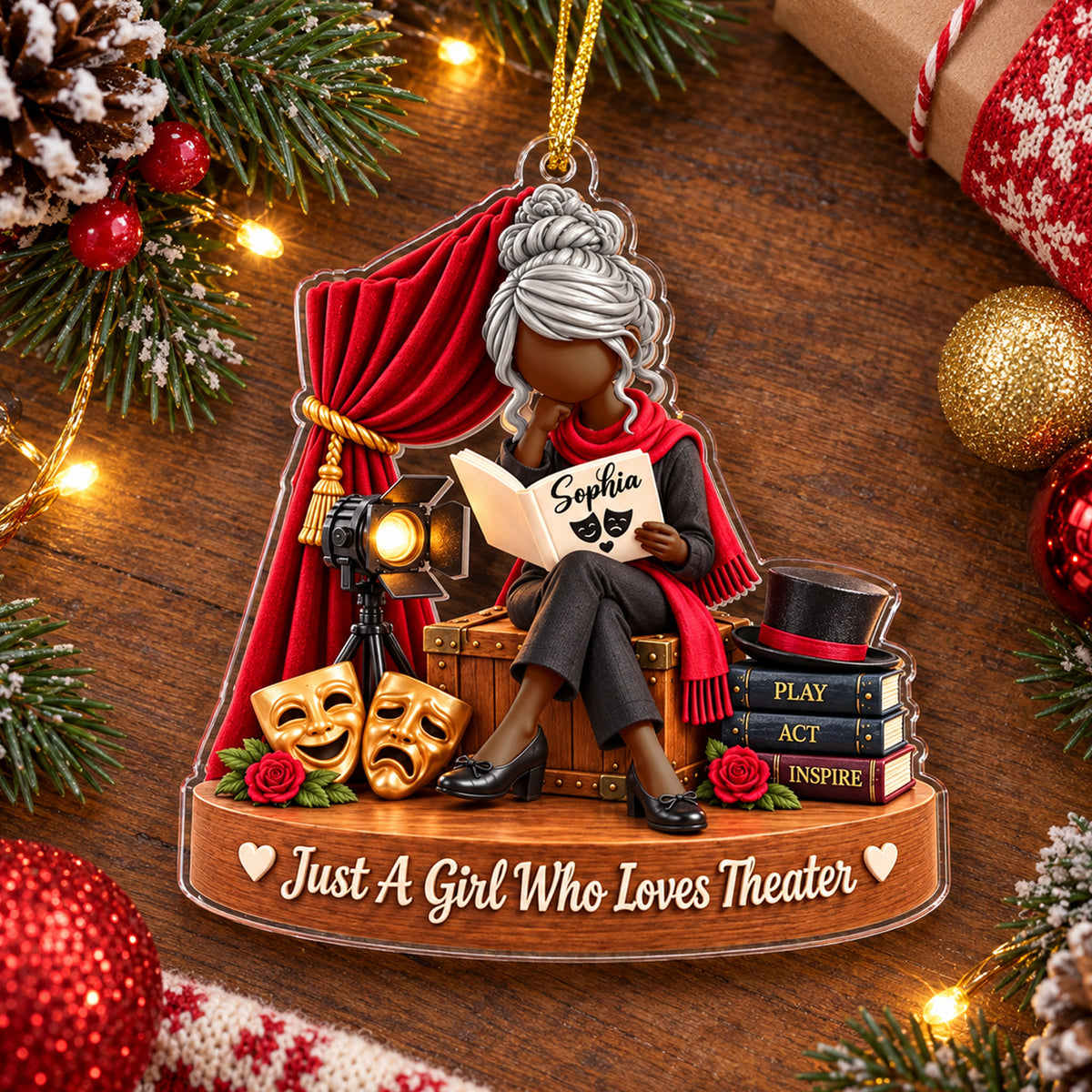 Just A Girl Who Loves Theater- Personalized Acrylic Ornament, Gift For Theater Lovers
