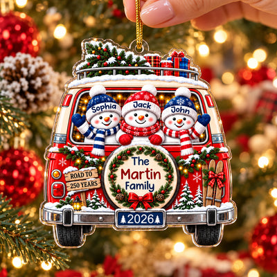 Patriotic Family Camper Van Christmas - Personalized Acrylic Ornament. Patriotic Ornament, 250 Christmas Home Decor