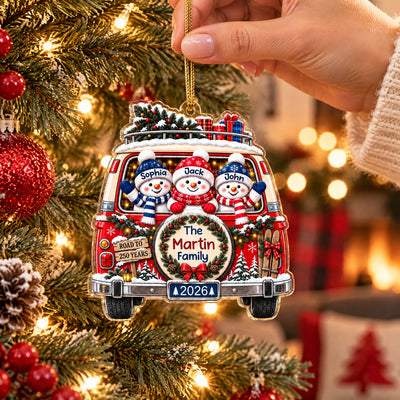 Patriotic Family Camper Van Christmas - Personalized Acrylic Ornament. Patriotic Ornament, 250 Christmas Home Decor