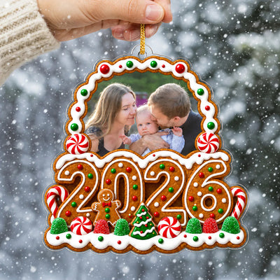 Family Gingerbread Christmas - Personalized Acrylic Ornament, Custom Photo Family Christmas Ornament, Christmas Decor