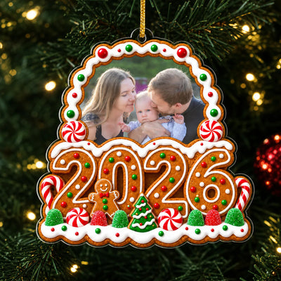 Family Gingerbread Christmas - Personalized Acrylic Ornament, Custom Photo Family Christmas Ornament, Christmas Decor
