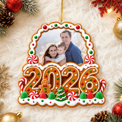 Family Gingerbread Christmas - Personalized Acrylic Ornament, Custom Photo Family Christmas Ornament, Christmas Decor