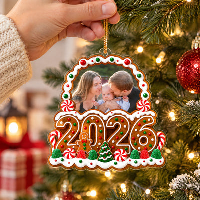 Family Gingerbread Christmas - Personalized Acrylic Ornament, Custom Photo Family Christmas Ornament, Christmas Decor